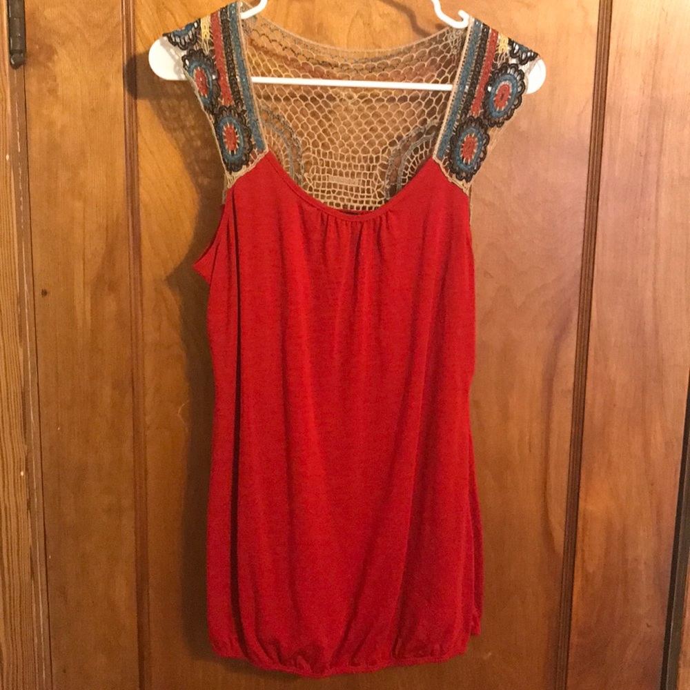 Red sleeveless summer top